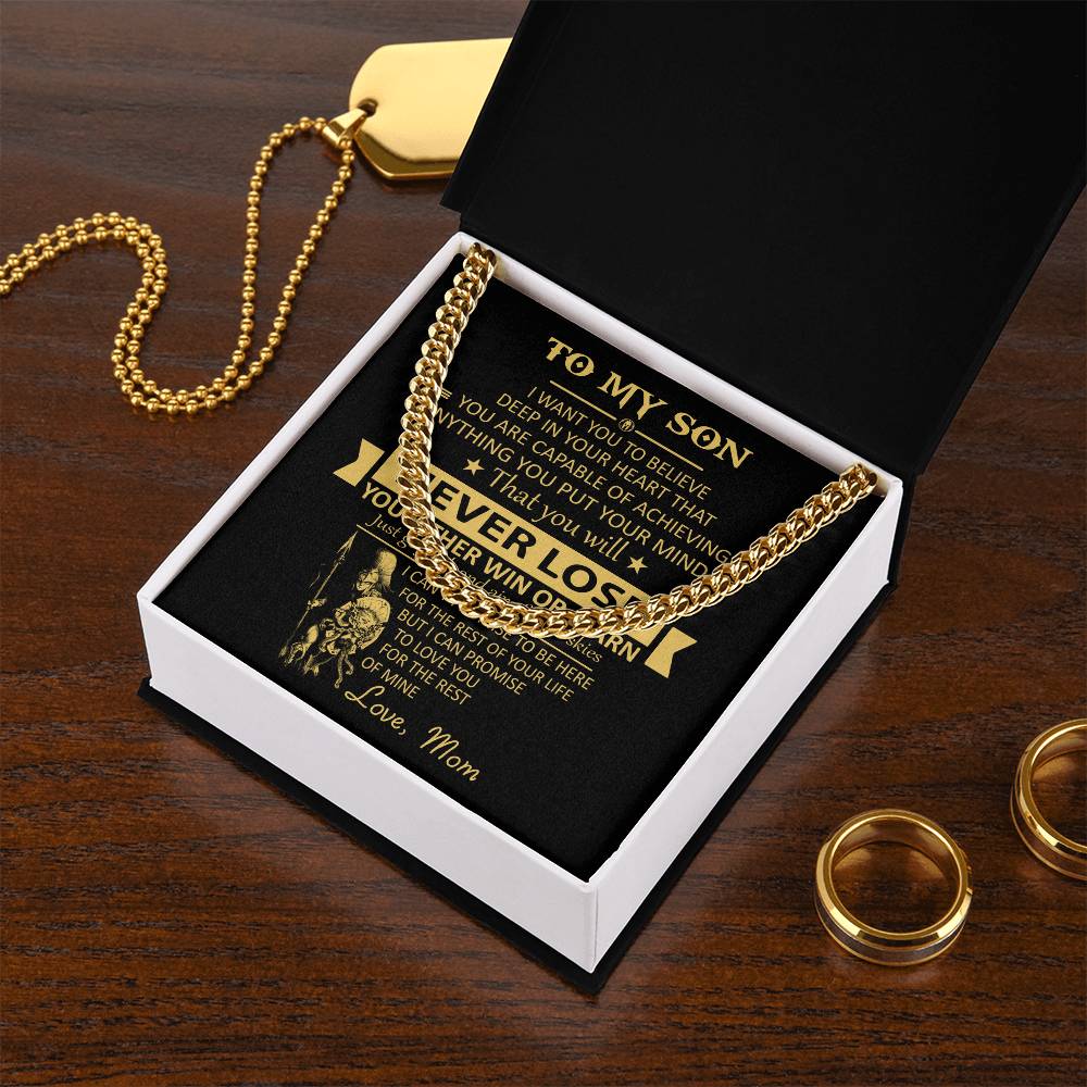 You'll Never Lose Gift For Son Cuban Link Chain Necklace