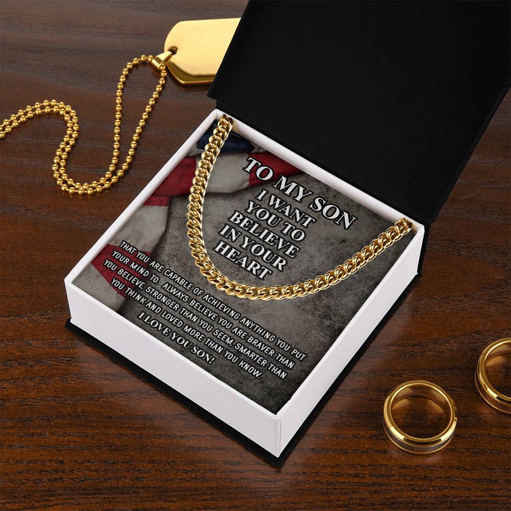 To My Son Necklace Gift For Son Son Graduation Graduate Gift Fathers Day Gift From Mom Father Son Gift Military Depoly Cuban Link Chain