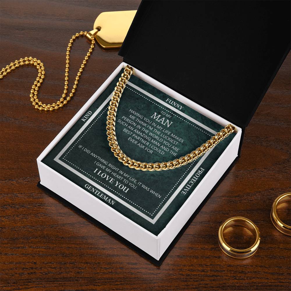 I Gave My Heart To You Cuban Link Chain Necklace Emerald Edition