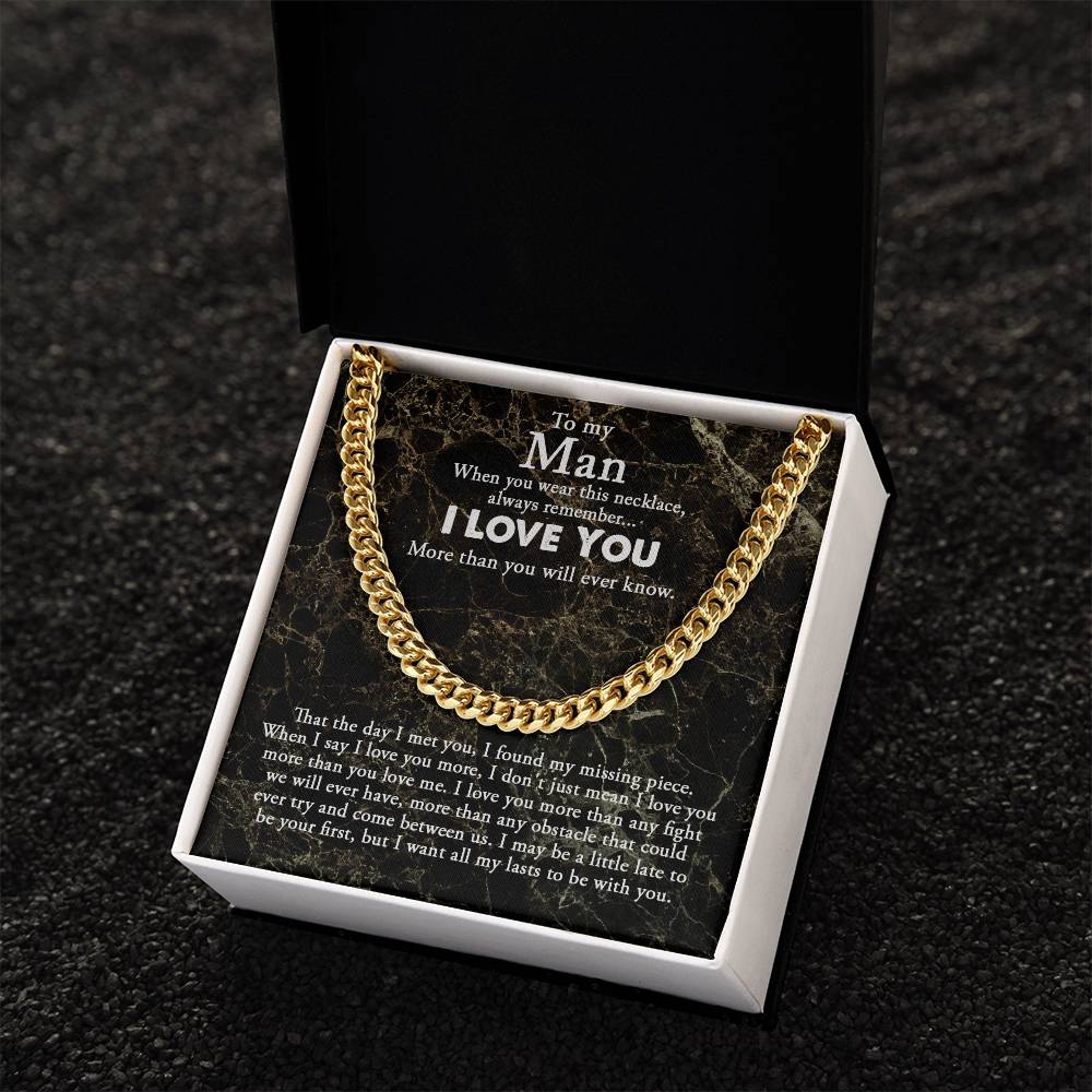 To My Man Chain Necklace Gift For Boyfriend Boyfriend Birthday Gift Anniversary Gift Cuban Link Chain