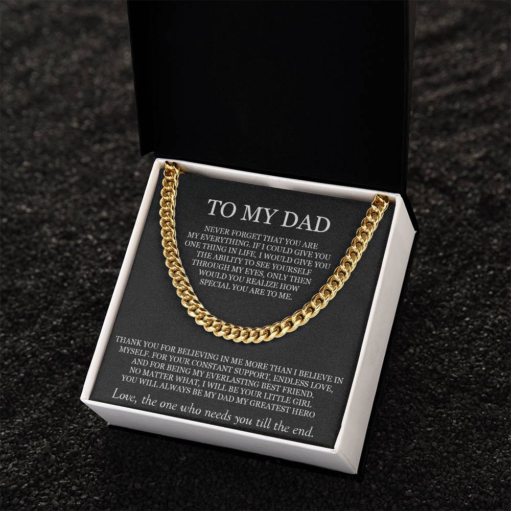 To My Dad Cuban Chain Necklace Gift For Dad From Daughter Father's Day Gift Birthday Gift For Dad. Cuban Link Chain