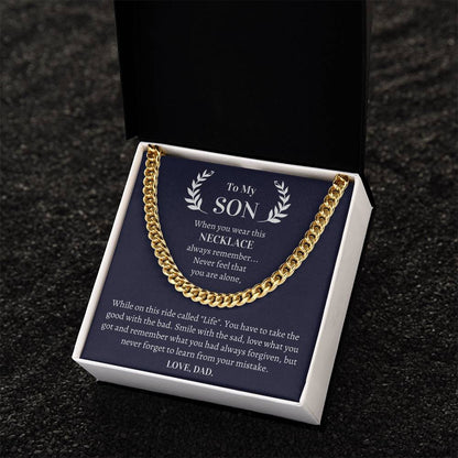 Gift For Son From Dad - Never Forget To Learn From Your Mistake Cuban Link Chain