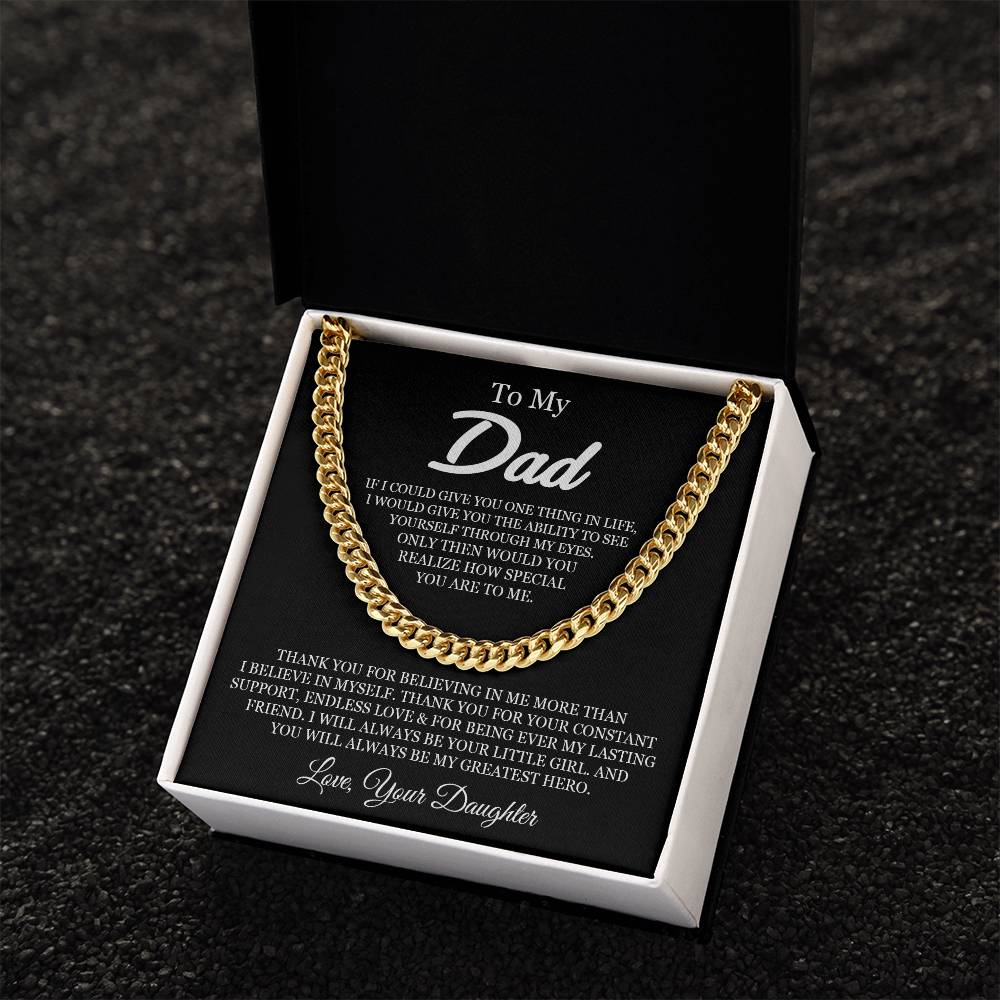 To My Dad Cuban Chain Necklace Sentimental Gift For Dad From Daughter Dad Birthday Gift Idea Father's Day Gift Cuban Link Chain