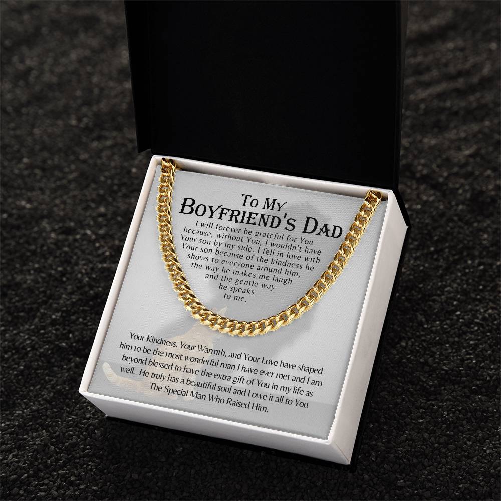 To My Boyfriends Dad Father Gift Cuban Link Chain Necklace For Christmas Birthday Just Because Fathers Day Present Sto