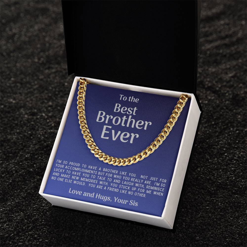 Best Brother Ever Cuban Link Necklace Gift From Sister Cuban Link Chain