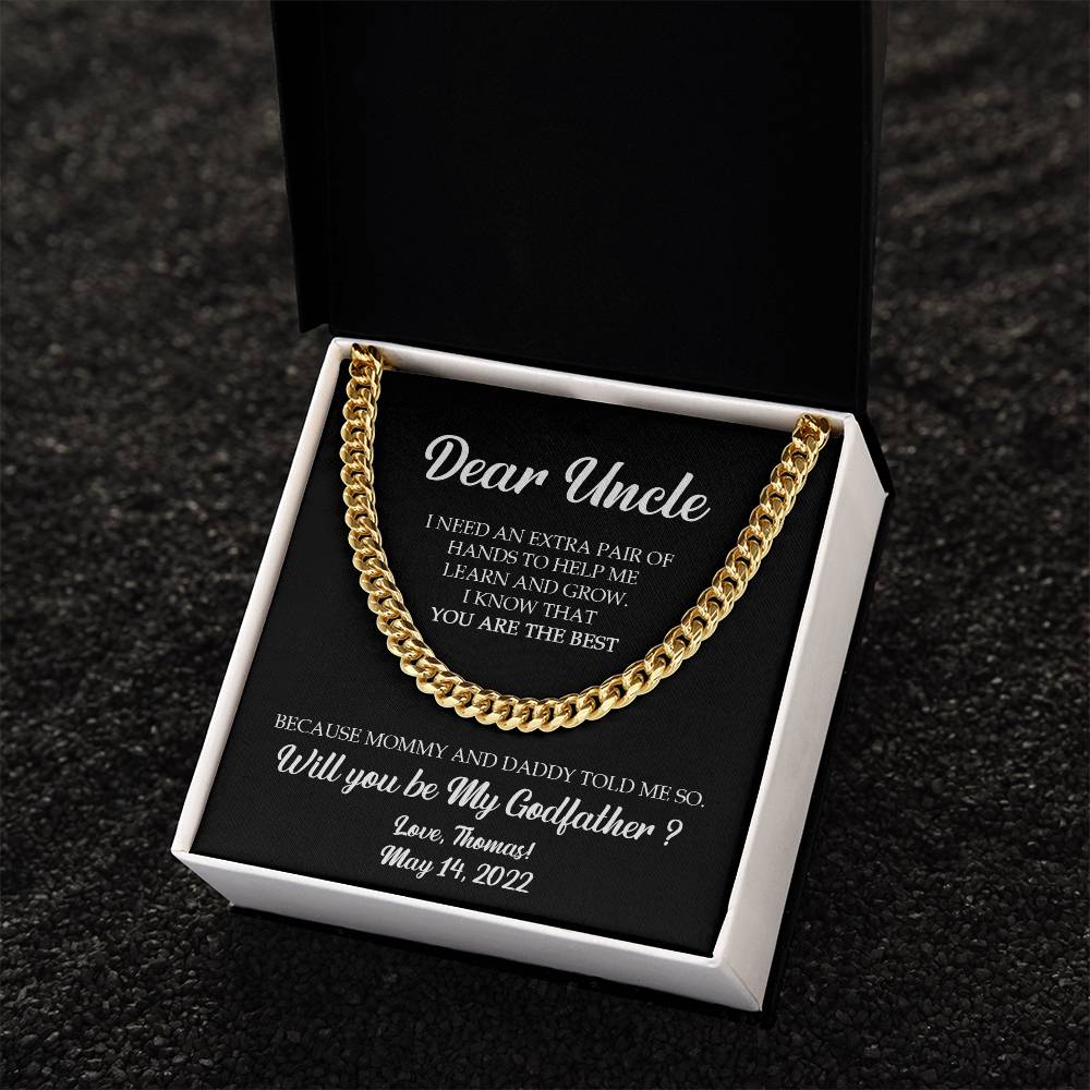 Godfather Proposal Gift Will You Be My Godfather Personalized Godfather Necklace Godfather Request Cuban Link Chain
