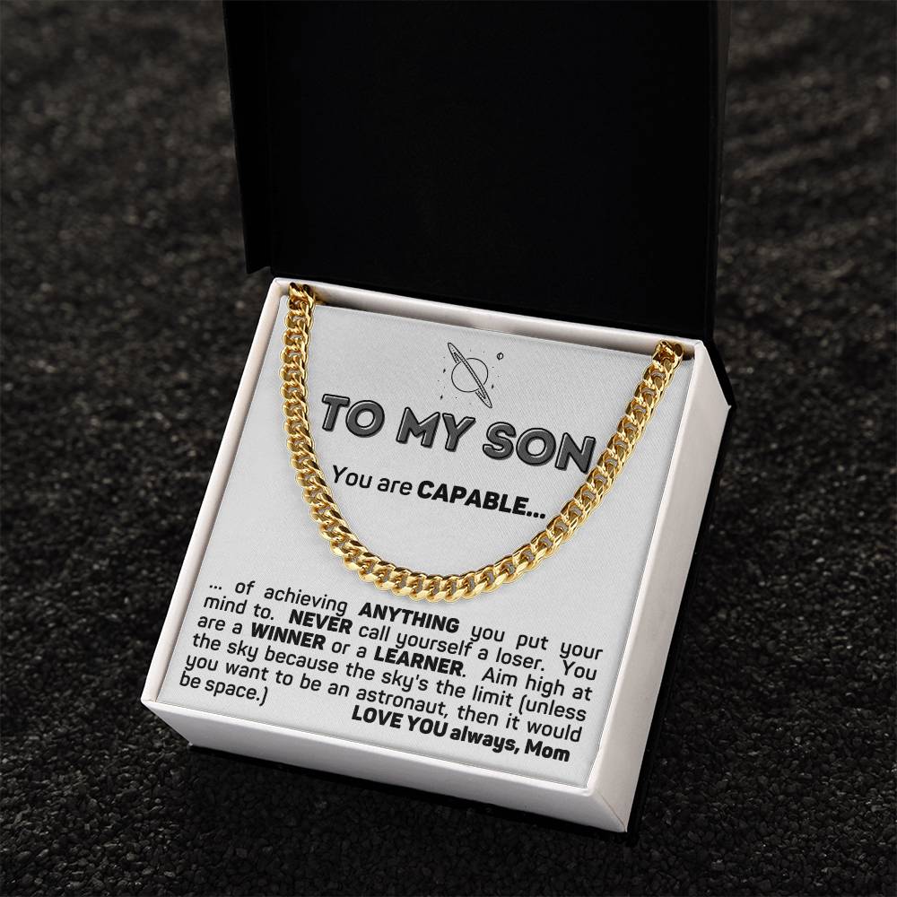 To My Son Cuban Chain Link Necklace Gift From Mom Cuban Link Chain