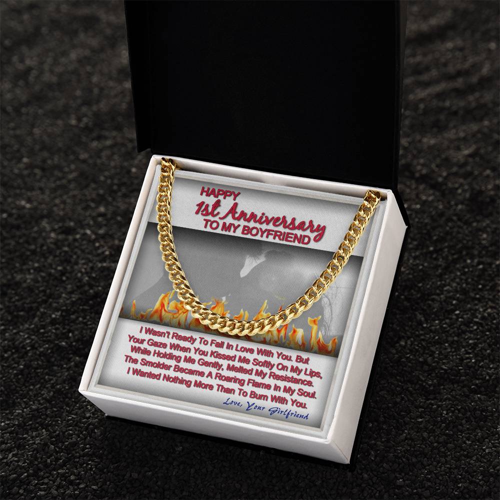 One Year Anniversary Gifts For Boyfriend Cuban Link Chain With Message Card