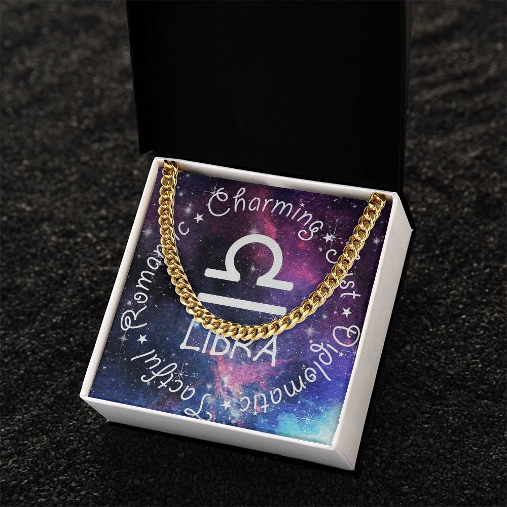 Cuban Link Chain Necklace - Libra Theme