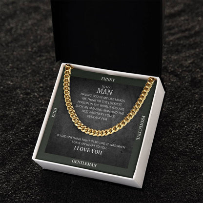 I Gave My Heart To You Cuban Link Chain Necklace Forest Original