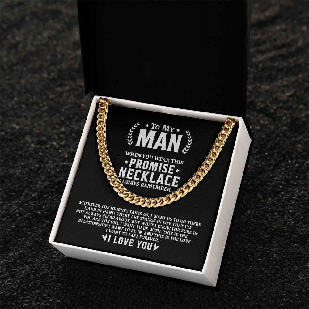 To My Man Chain Necklace Promise Necklace For Husband Boyfriend Valentine Gift For Him Cuban Link Chain