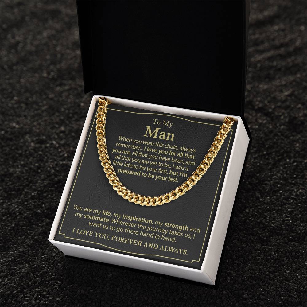 To My Man Necklace Cuban Chain Necklace For Him Romantic Birthday Gifts For Men Cuban Link Chain