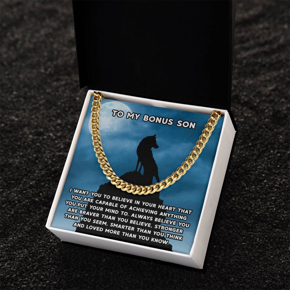 To My Bonus Son Necklace Gift For Step Son Bonus Son Graduation Graduate Gift Fathers Day Father Son Gift Gift From St Cuban Link Chain