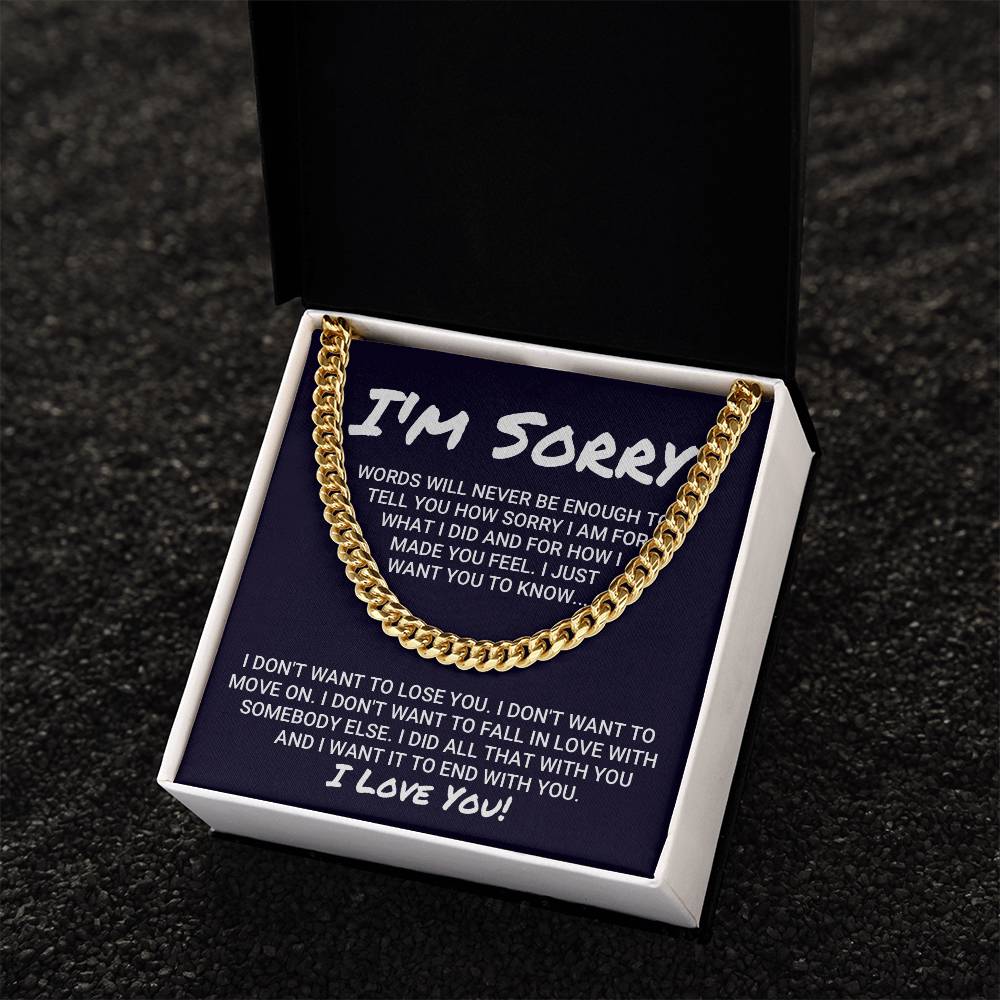 Sorry Apology Necklace Cuban Link Chain