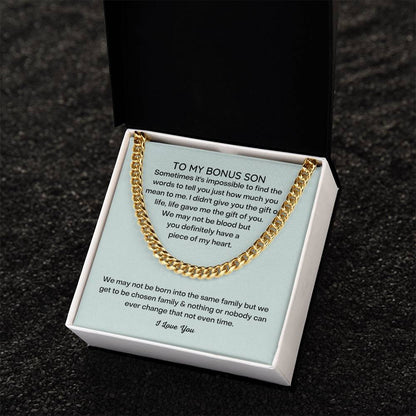 To My Bonus Son Necklace Stepson Gift Cuban Link Chain Christmas Gifts For Bonus Son Stocking Stuffers For Teenage Boy