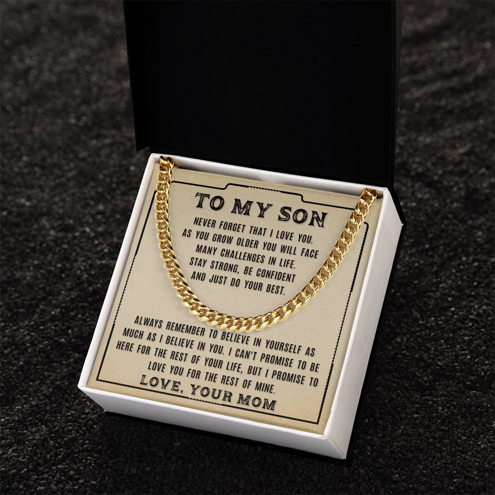 To My Son - Never Forget That -  Cuban Link Chain Necklace