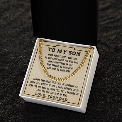To My Son - Never Forget That - From Dad Cuban Link Chain