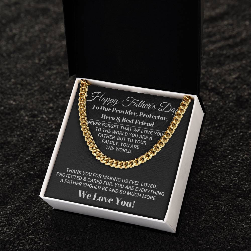 Our World Father's Day Necklace Cuban Link Chain