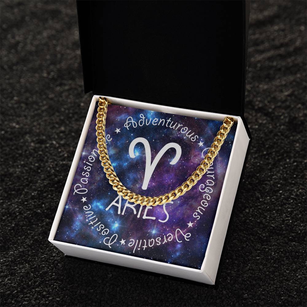 Cuban Link Chain Necklace - Aries Theme