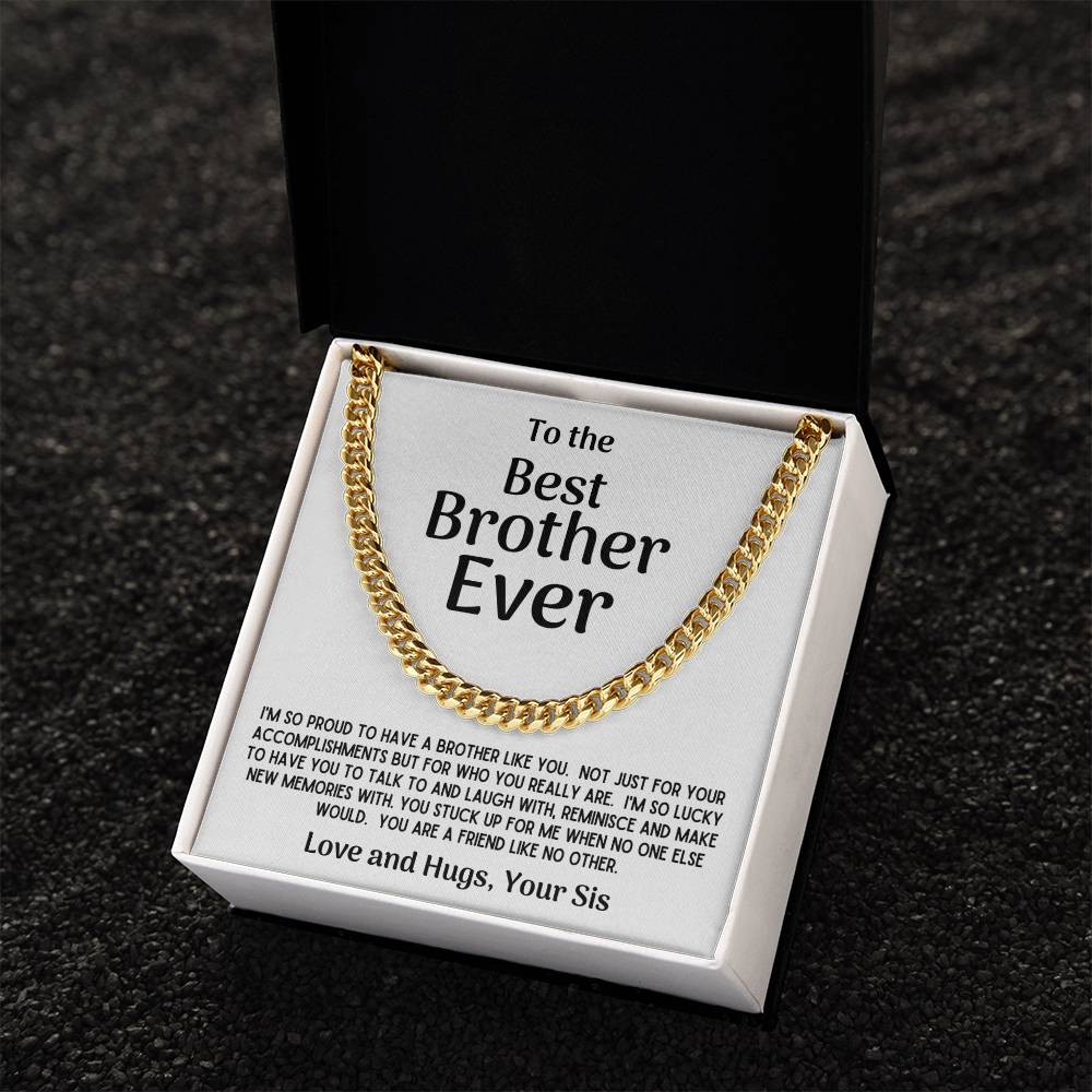 Best Brother Ever Cuban Chain Necklace Gift From Sis Cuban Link Chain
