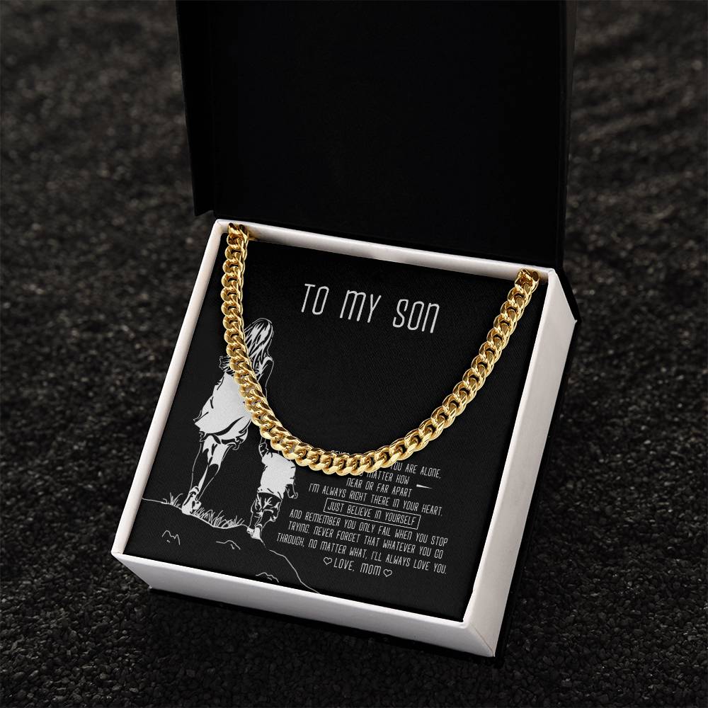 To My Son Cuban Link Chain Necklace
