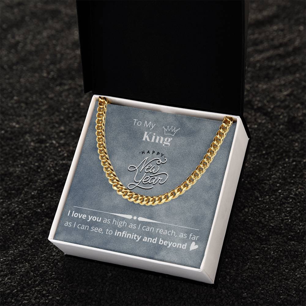 Necklace Gift For Boyfriend Husband  Happy New Year Gift Message Card Cuban Link Chain