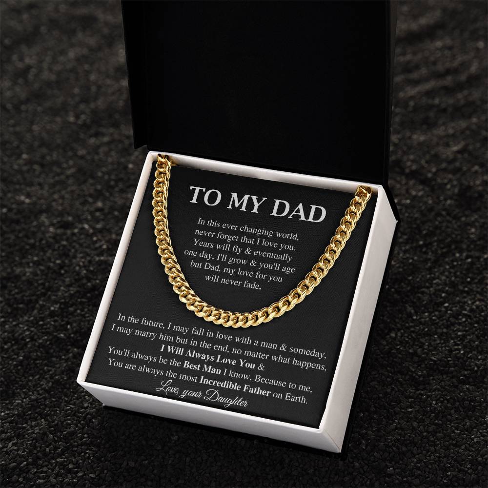 To My Dad Cuban Chain Necklace Gift For Dad From Daughter Father's Day Gift Sentimental Birthday Gift For Dad Cuban Link Chain