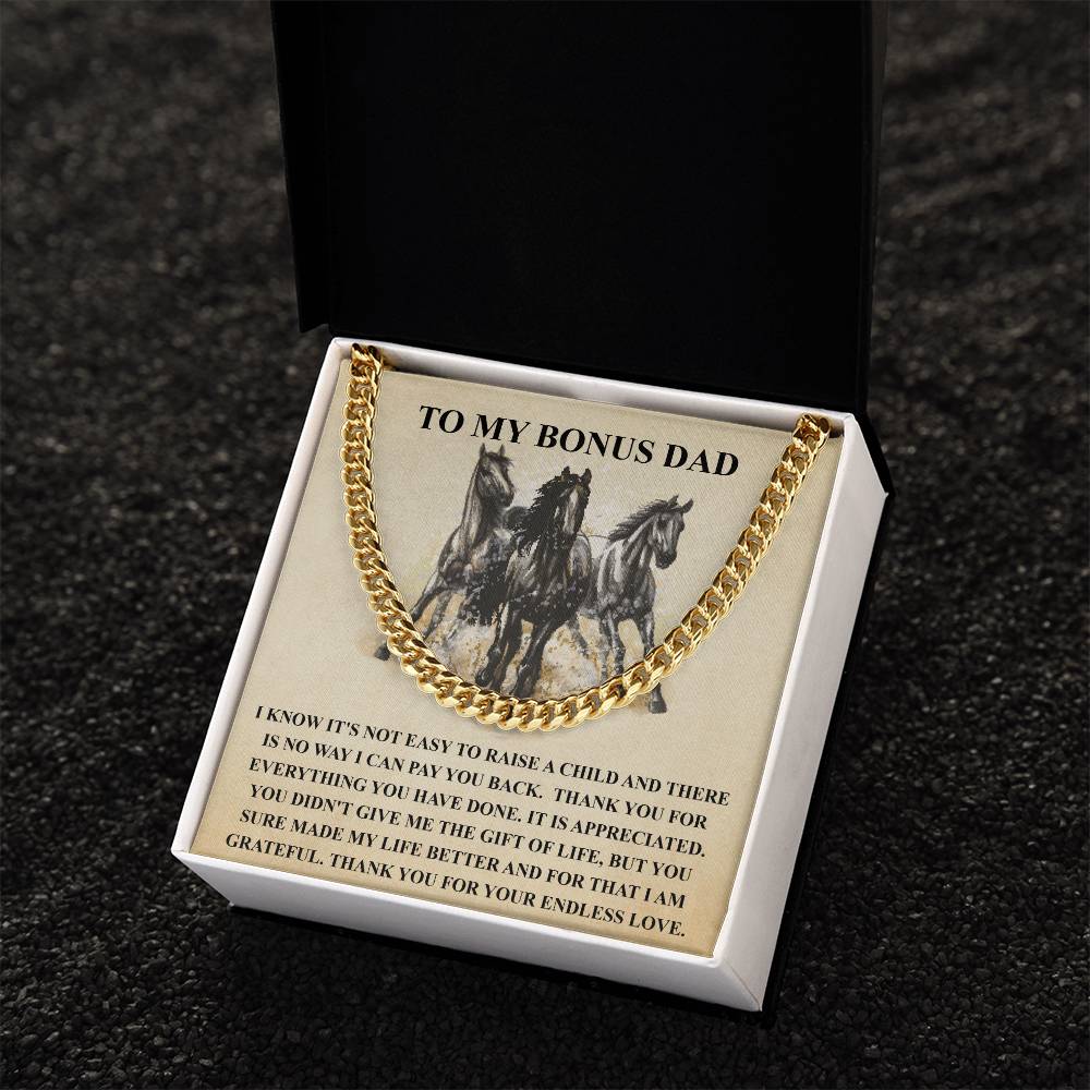 Step Dad Gift From Step Daughter Bonus Dad Gift From Bonus Son Fathers Day Horse Lover Gift For Stepped Up Dad Cuban Link Chain
