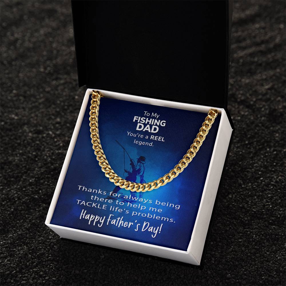 Cuban Link Chain Men To My Fishing Dad Gift For Fishing Dad Father's Day Gift Necklace To Dad From Son Daughter