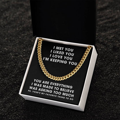 To Boyfriend For My Husband Men Cuban Link Chain Gold And Silver Anniversary 1 2 3 4 5 Just Because Christmas Gift Sto