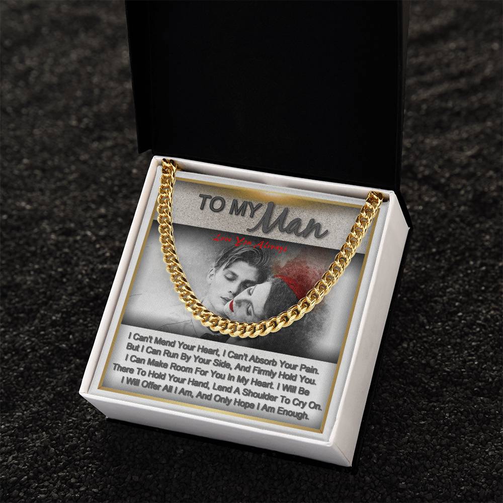 To My Man Gift For Him Romantic Birthday Gifts For Him Personalized Gift Link Chain Necklace Jewelry For Anniversary Cuban Link Chain