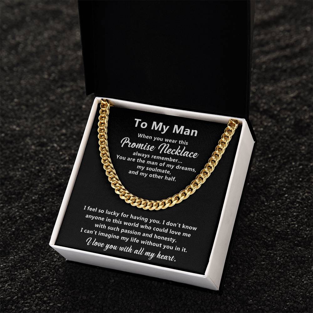 To My Man Promise Necklace Cuban Chain For Him Cuban Link Chain