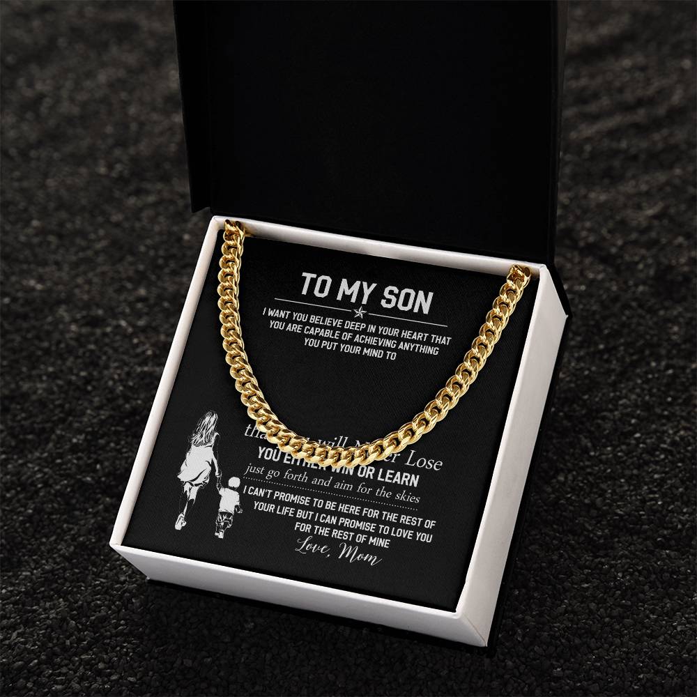 To My Son Cuban Link Chain Necklace