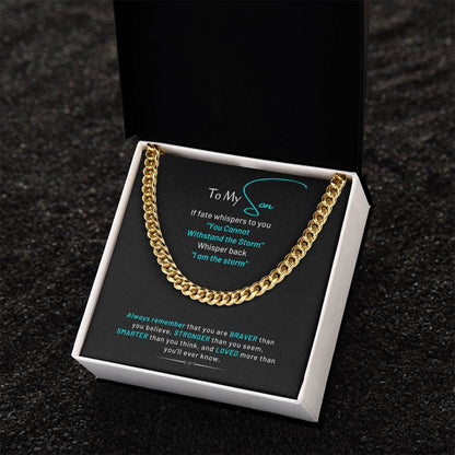 To My Son I Am The Storm Cuban Chain Link Necklace Cuban Link Chain