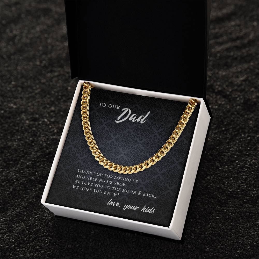 To Dad From Kids Father's Day Gift Cuban Chain Necklace Cuban Link Chain