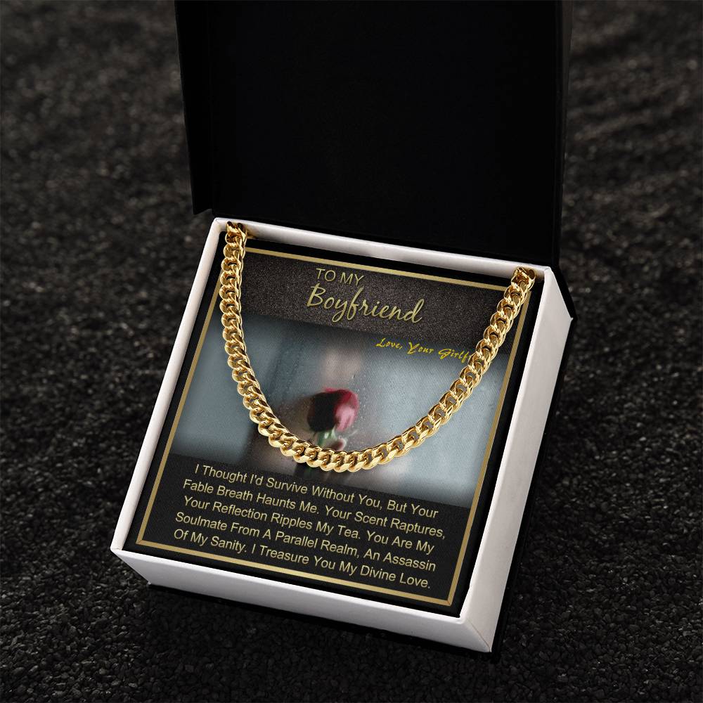 Gift For Boyfriend Anniversary Birthday Christmas Long Distance Chain Necklace With Message Card Cuban Link Chain