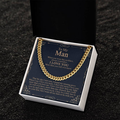 To My Man Necklace Boyfriend Cuban Chain Necklace Boyfriend Birthday Boyfriend Anniversary Romantic Gift For Boyfriend Cuban Link Chain