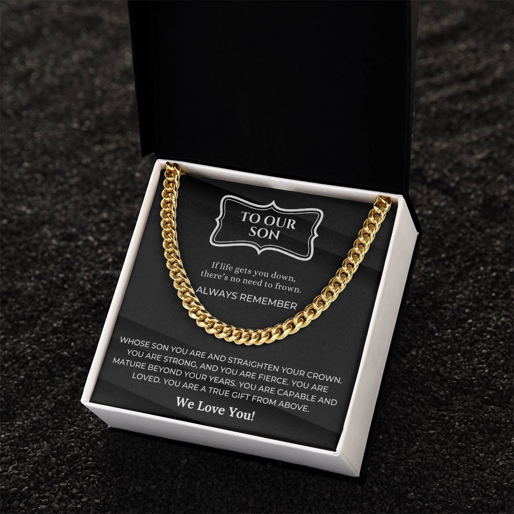 Cuban Chain Necklace Gift For Son From Parents Birthday Gift For Son Encouragement Gift For Son Cuban Link Chain