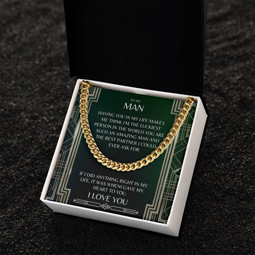 I Gave My Heart To You Cuban Link Chain Necklace Prism Edition