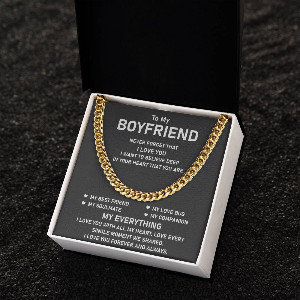 To My Boyfriend Cuban Chain Necklace Unique Anniversary Gift For Boyfriend Boyfriend Birthday Gift Cuban Link Chain