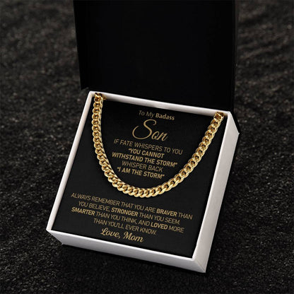 To My Badass Son - I Am The Storm  Cuban Link Chain Necklace