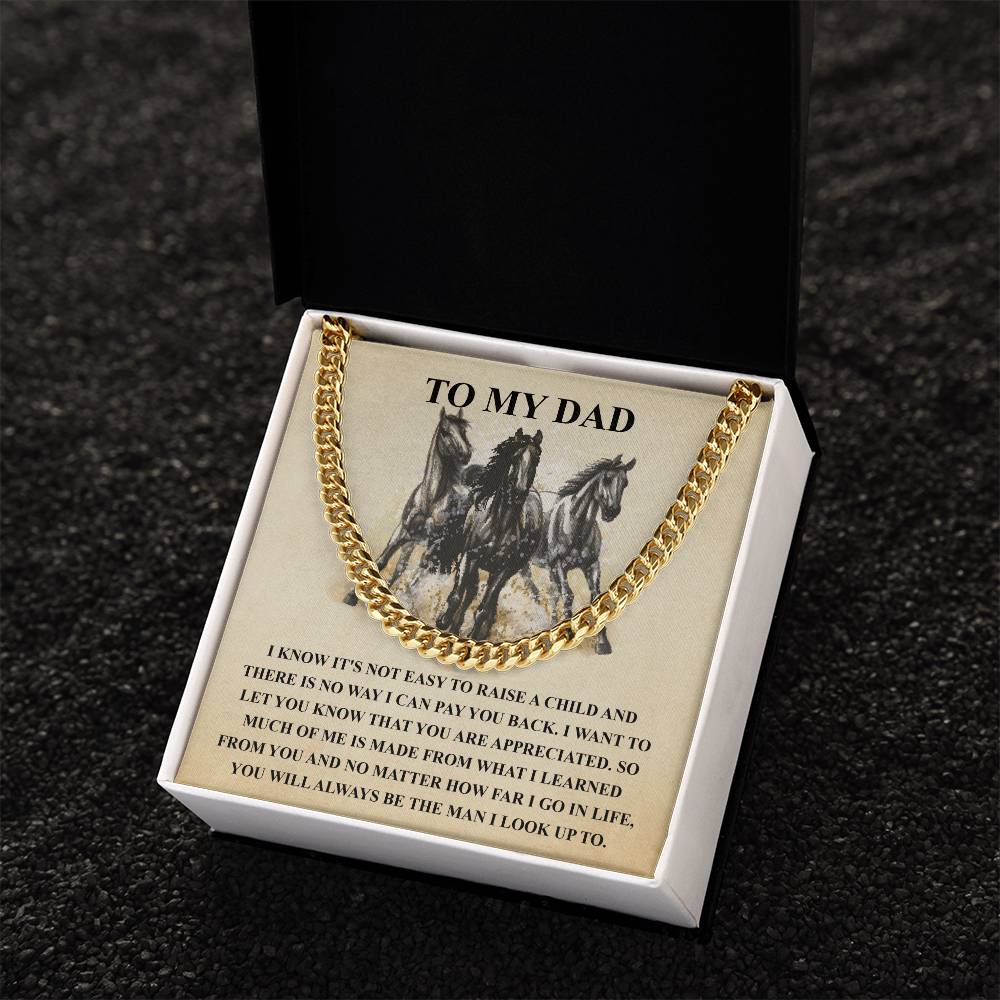 Gifts For Dad From Daughter Fathers Day Gift From Son Silver Cuban Link Chain Dad Birthday Gift For Horse Lover Father