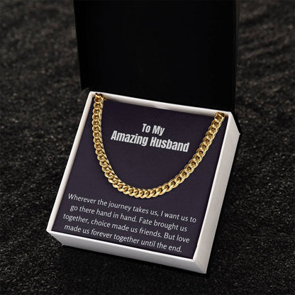 To My Amazing Husband Cuban Link Chain Necklace