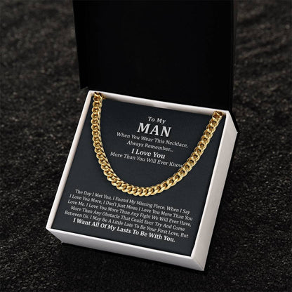 To My Man Chain Necklace Gift For Him Romantic Birthday Gifts For Him Best Jewelry For Men Cuban Link Chain