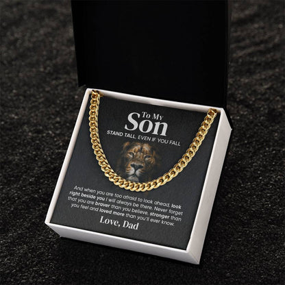 Gift For Son Stand Tall From Dad Cuban Link Chain Necklace