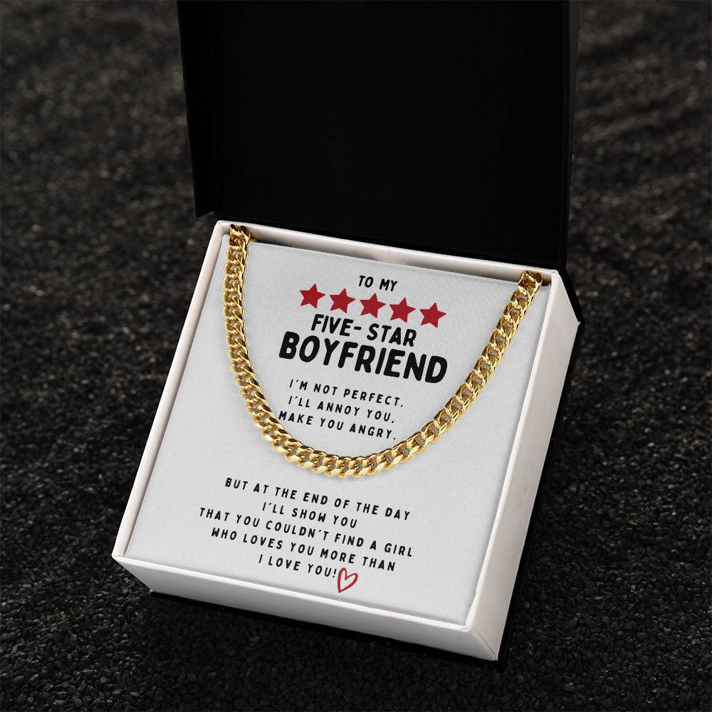 To My Five Star Boyfriend I Love Younecklace Cuban Link Chain
