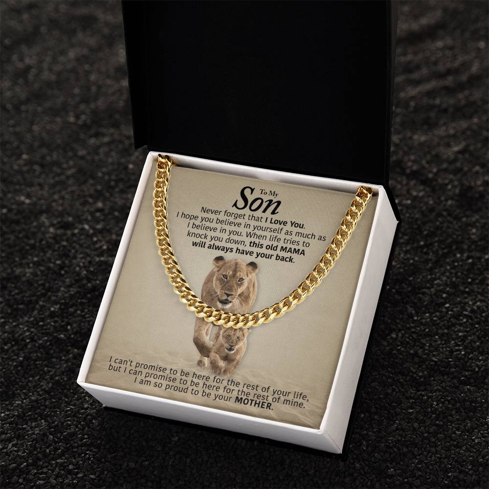 My Son - Will Always Have Your Back  Cuban Link Chain Necklace