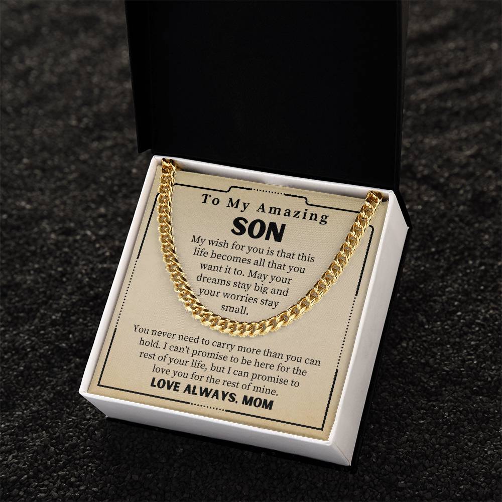 Gift For Son From Mom To My Amazing Son Necklace Cuban Link Chain