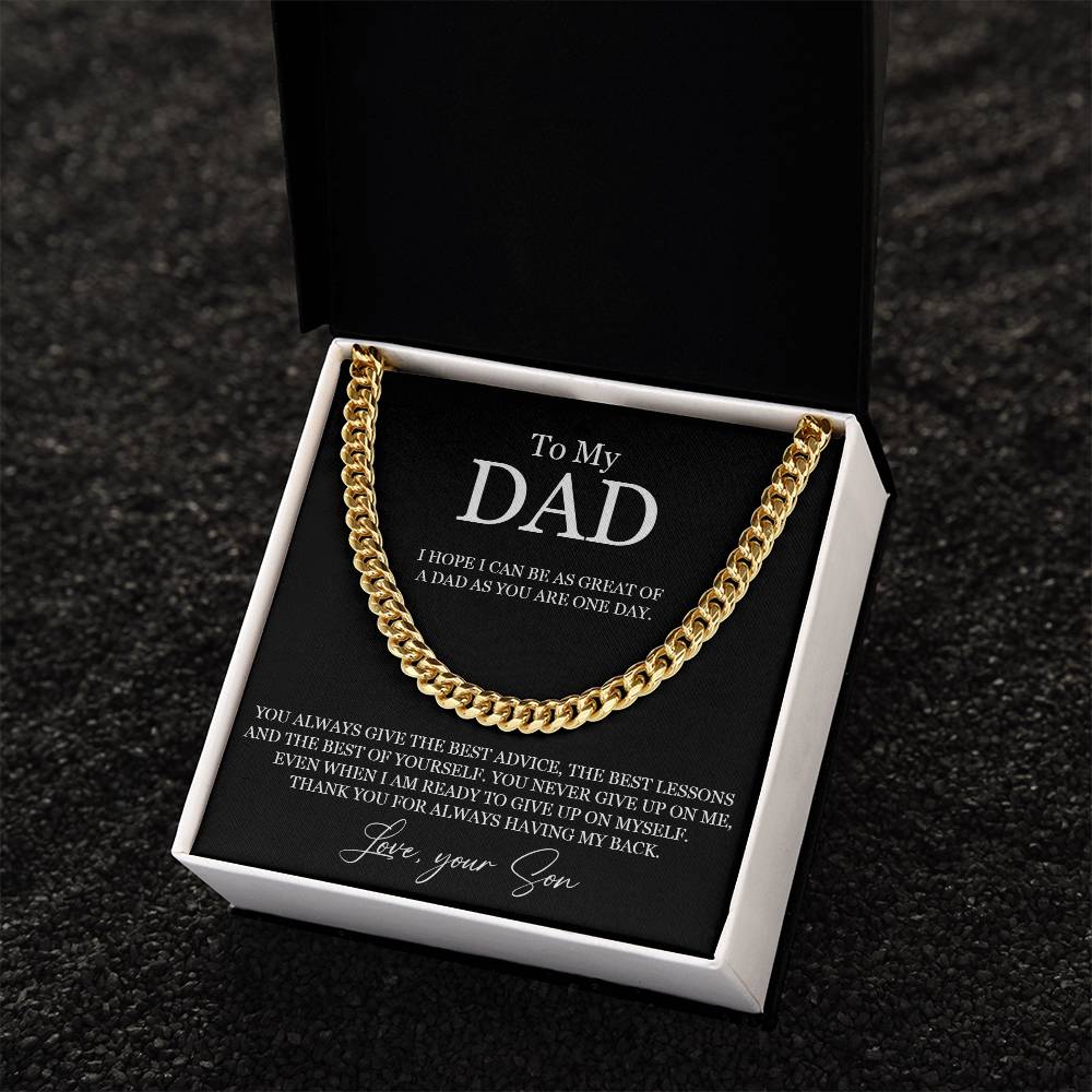 To My Dad Chain Necklace Gift For Dad From Son Dad Birthday Gift Father's Day Gift Cuban Link Chain