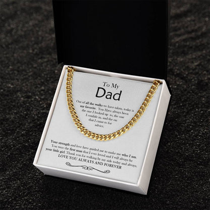 Gift For Dad From Daughter Thank You Dad To My Dad Necklace Gift For Dad On Wedding Day From Daughter Cuban Link Chain